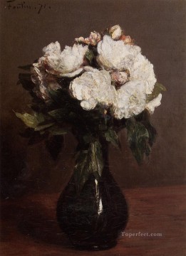 緑の花瓶に入った白いバラ アンリ・ファンタン・ラトゥール Oil Paintings